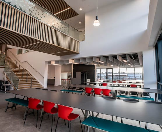 Long tables in social area at TLZ