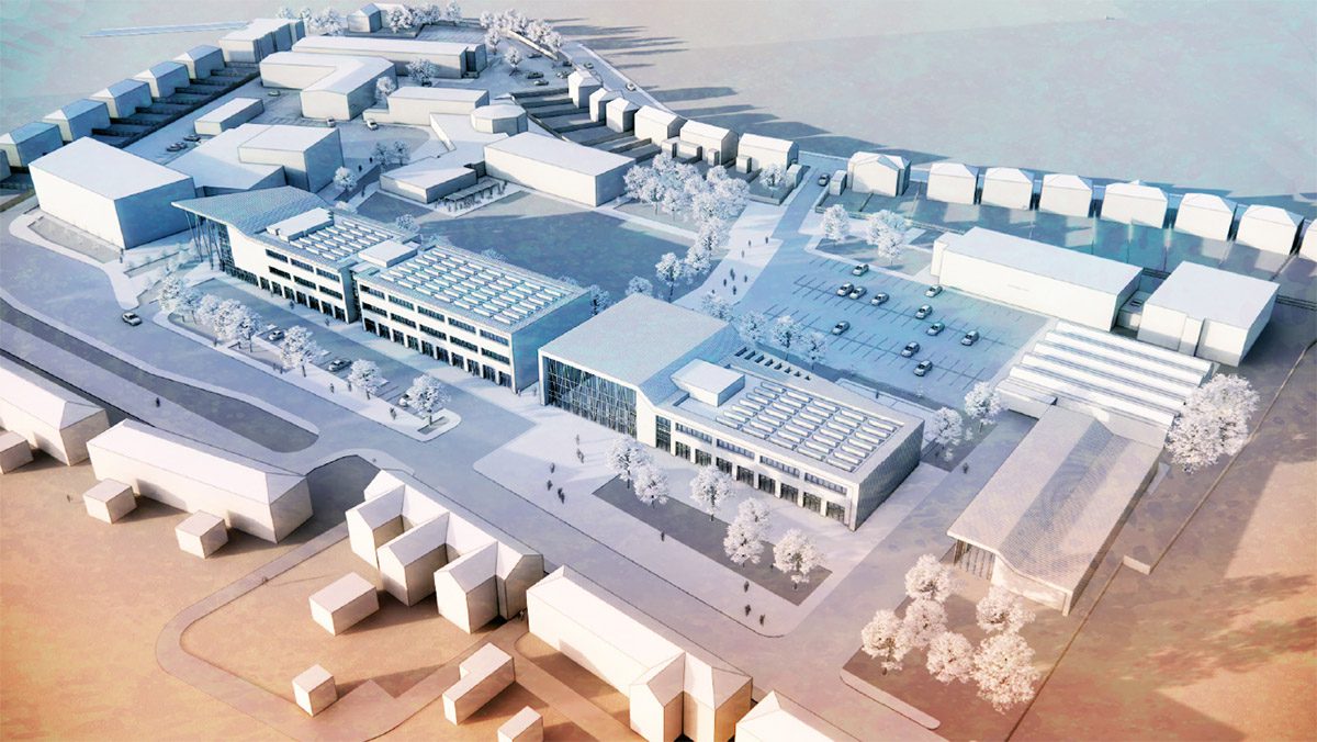 Aerial impression of new Crosskeys campus