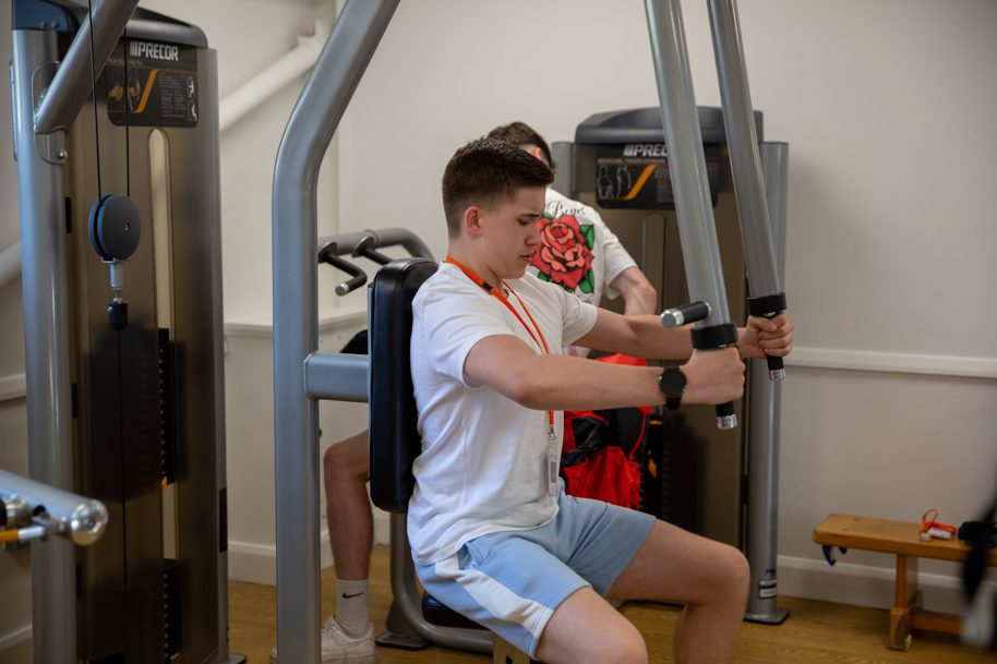 Student in gym