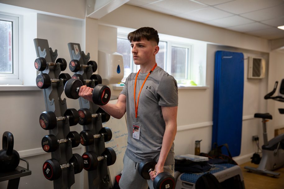 Student in gym