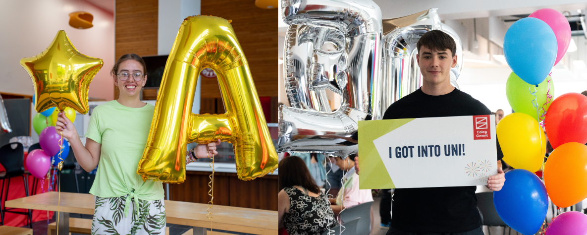 Students celebrating their results at results day