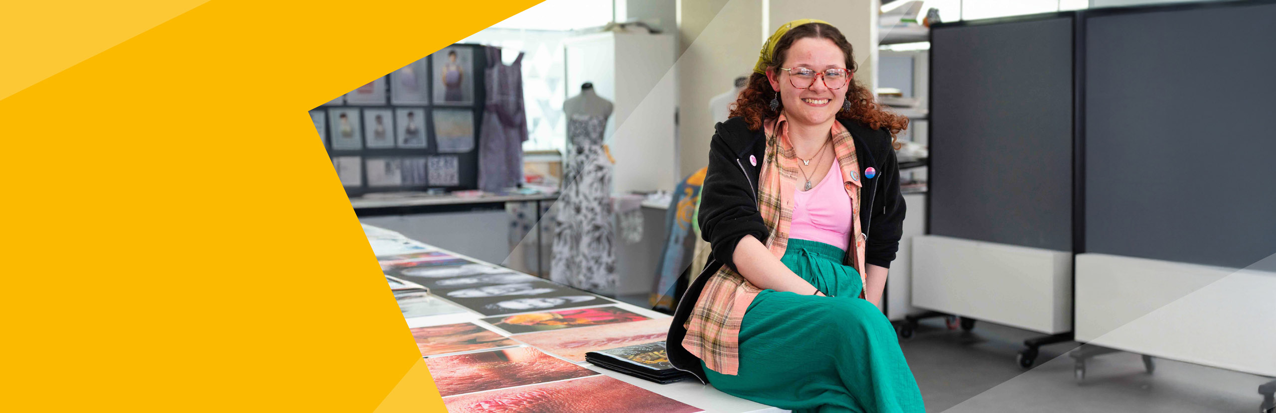 Design student smiling in classroom