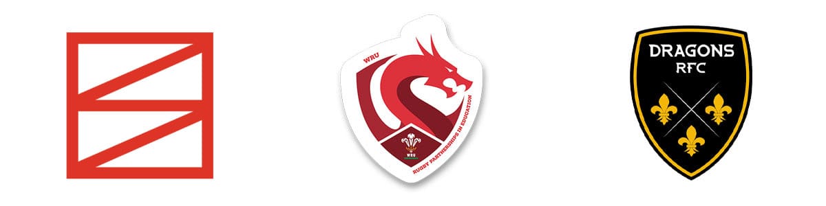 Coleg Gwent, WRU Partnerships in Education and Dragons logos