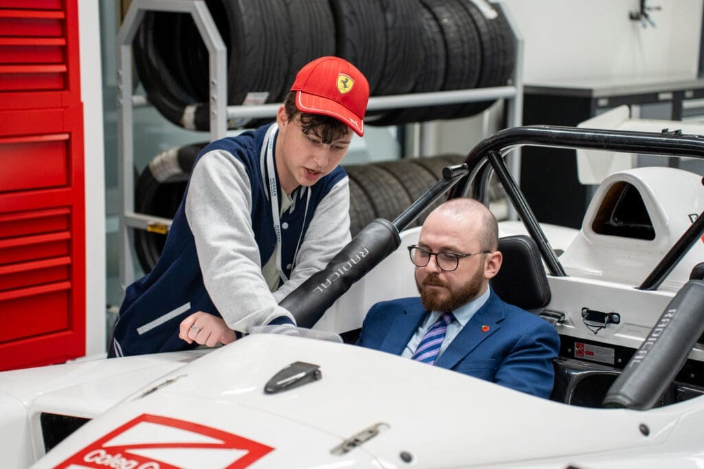 Learner showing a race car